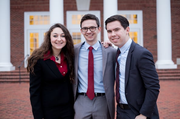 Patrick Henry College (PHC) students Sarah Geesaman, Christian McGuire, and Keith Zimmerman