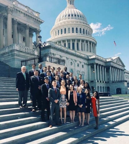 Frank Wolf with Wilberforce's Emerging Leaders Conference, including Patrick Henry College students Marquis Gough and Sequoia Poths