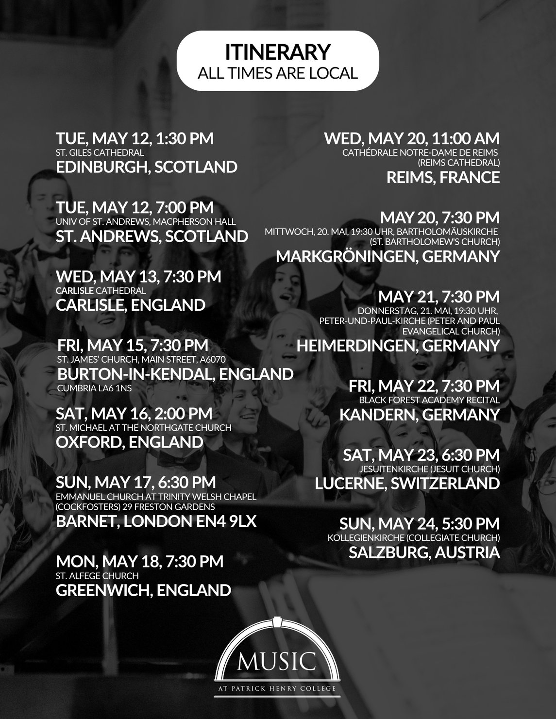 Landing Page itinerary