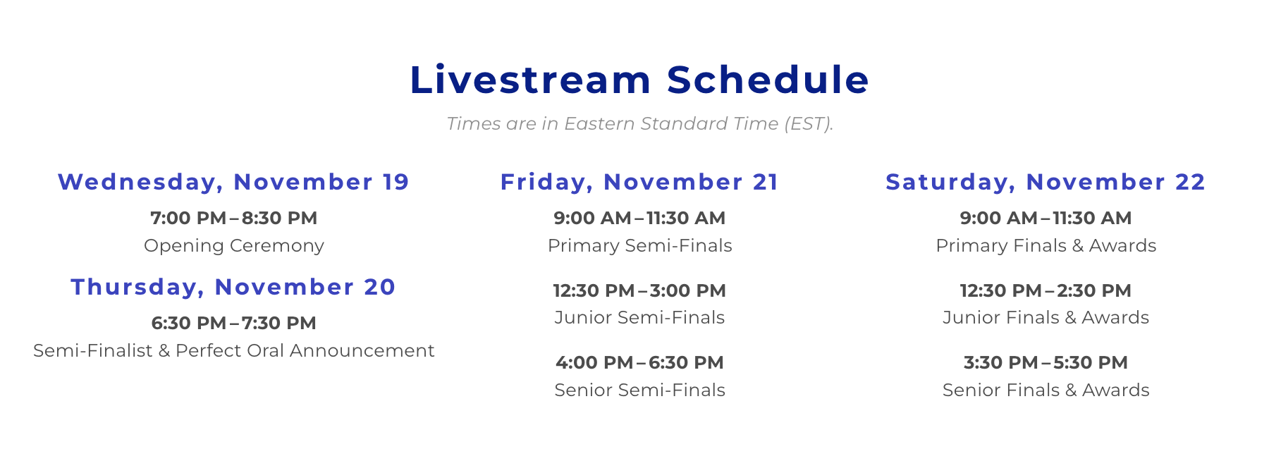 Natl Bible Bee Schedule, 2025