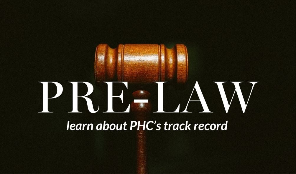 PHC's pre-law track record