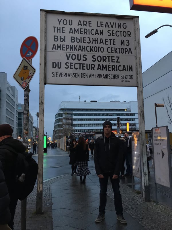 Sam Ross The sign at the border of former east and West Berlin