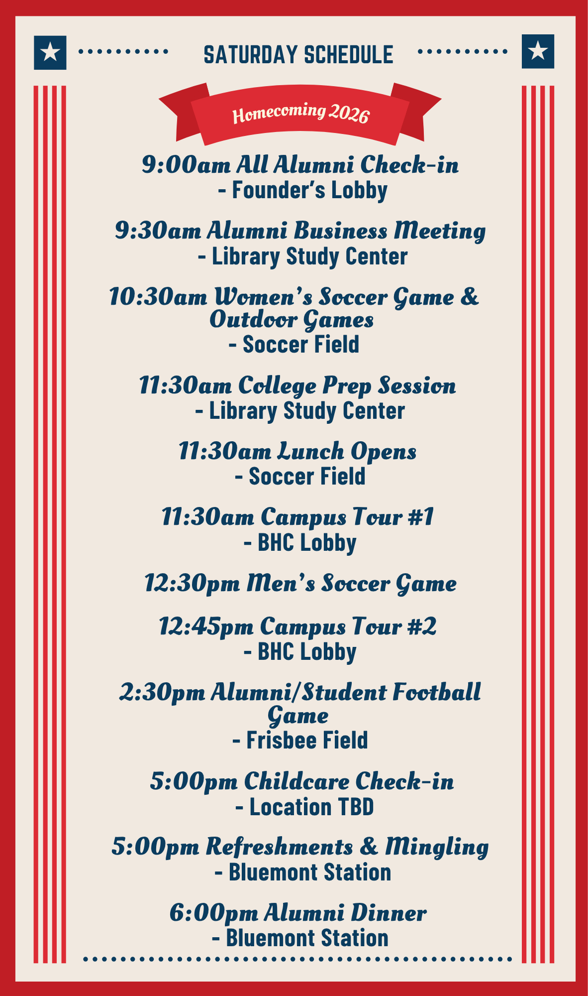 Saturday Schedule