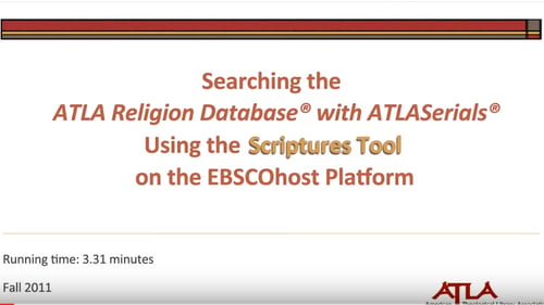 ATLA: Searching Citations: The Scriptures Tool
