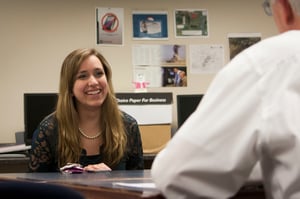 Student talking to a Professor