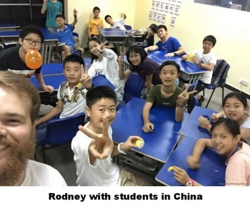 Rodney with students in China